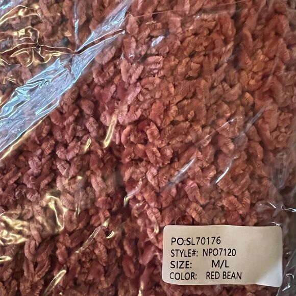 Rust Color Scalloped Hem Chenille Sweater - Picture 4 of 5